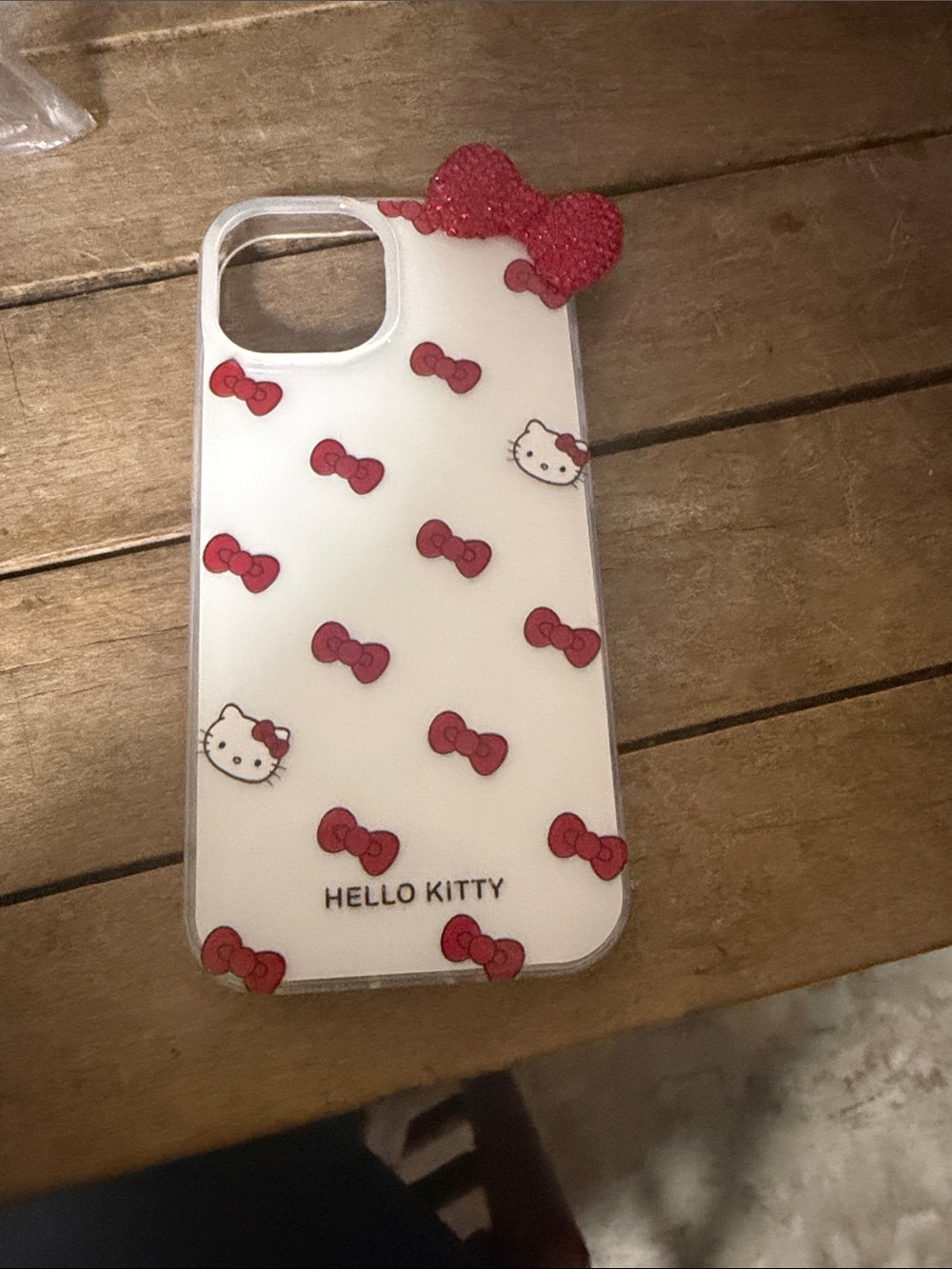 Hello Kitty iPhone 15 case White Phone Case with Red Bow Accents